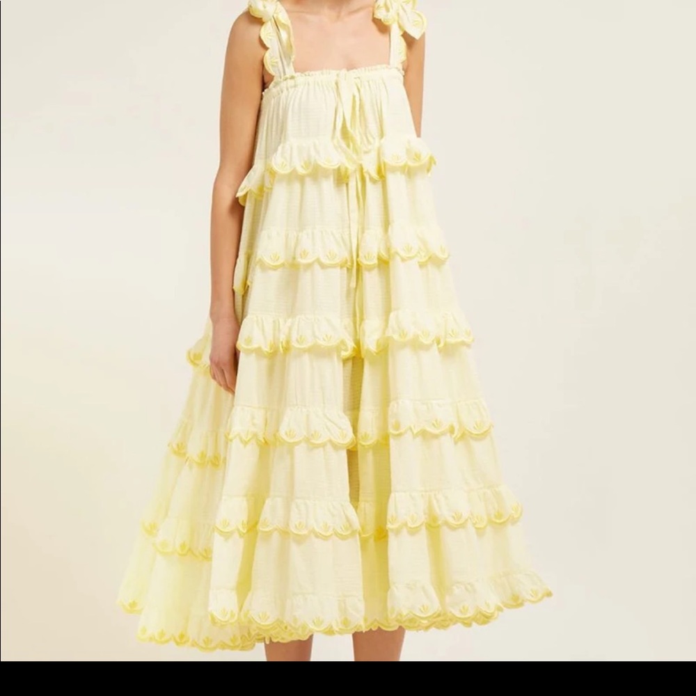 Flowy Yellow Ruffled Tiered Dress